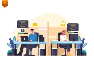 时尚办公人物插画图片