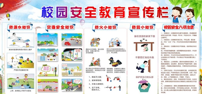 校园安全教育宣传栏图片(5900x2950)psd模版下载