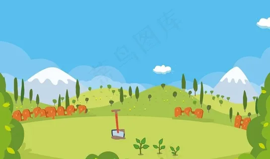 天然绿色可爱卡通农场宣传海报图片