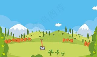 天然绿色可爱卡通农场宣传海报图片