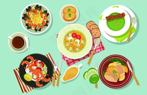 餐桌上的美食漫画图片 餐桌上的美食漫画图片