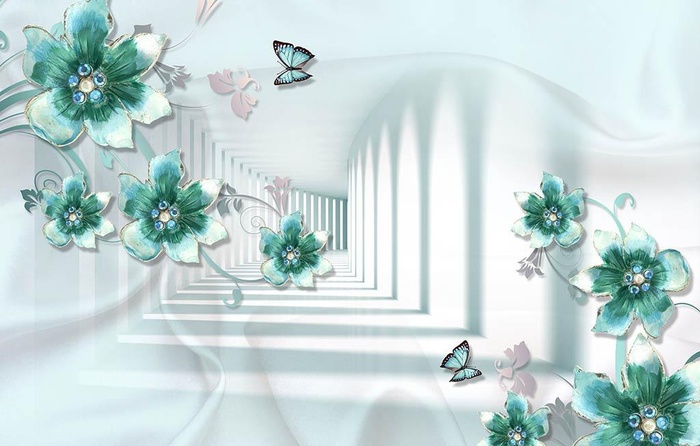 钻石花朵浪漫立体背景墙图片