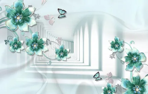 钻石花朵浪漫立体背景墙图片