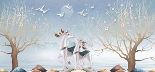 北欧麋鹿装饰画图片