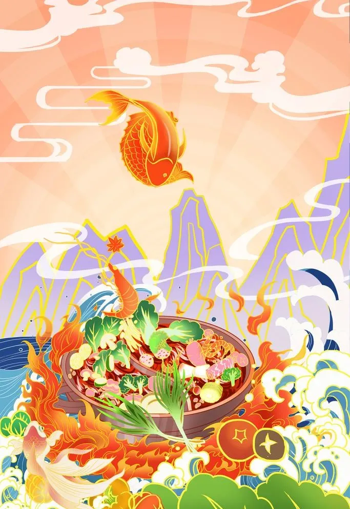 国潮美食海报图片(3545x5315)psd模版下载
