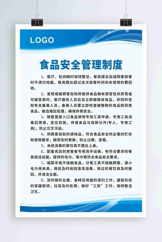 食品安全蓝色制度牌图片cdr矢量模版下载