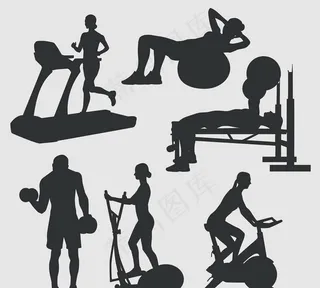 健身房训练剪影姿势图片