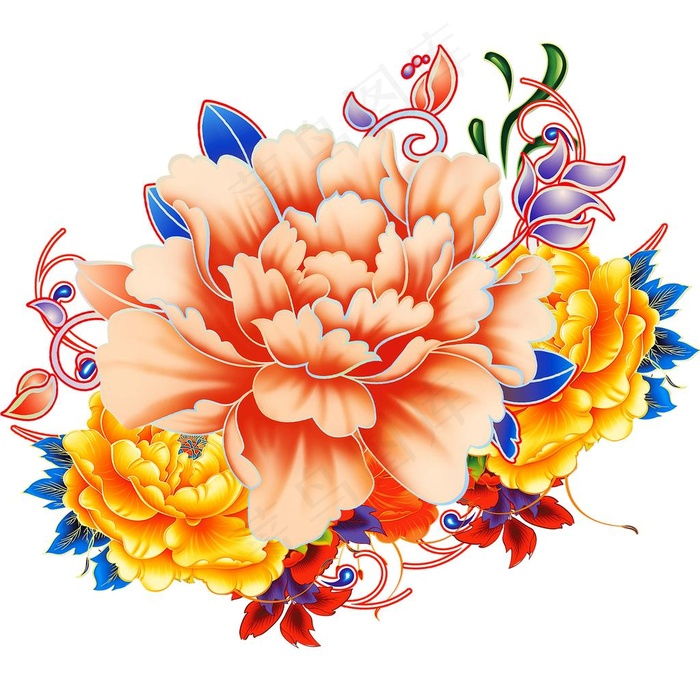 牡丹花图片psd模版下载
