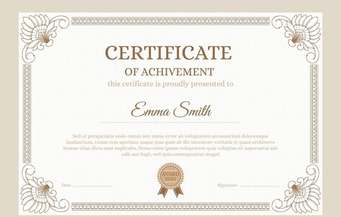 金色高档证书图片