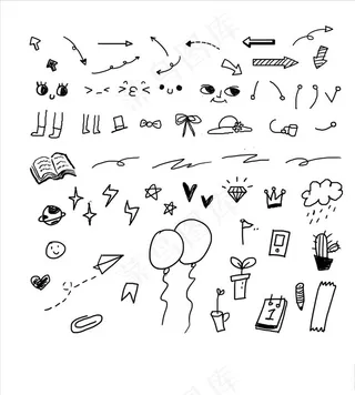 黑色卡通手绘插图图片