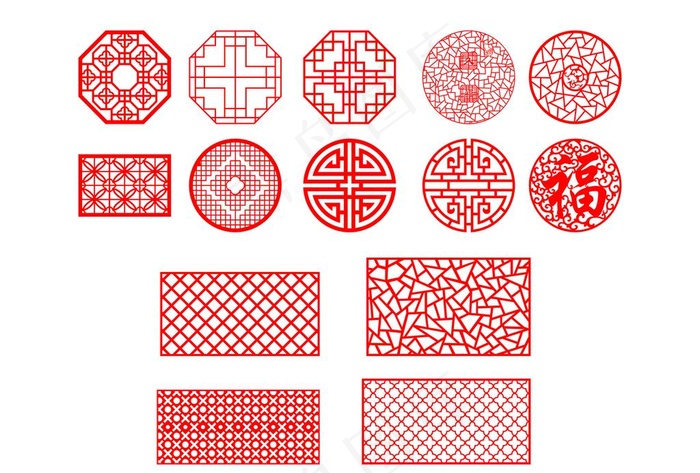 中式窗格图片cdr矢量模版下载