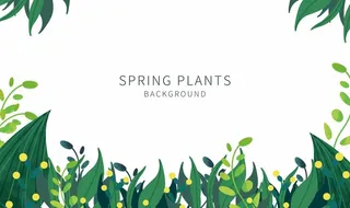 绿色植物手绘风格小清新背景图片