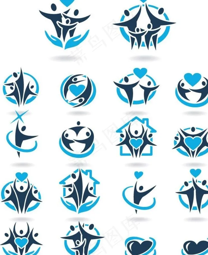 人形爱心团队logo设计图片eps,ai矢量模版下载