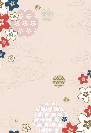 日式和风红色花纹背景图片