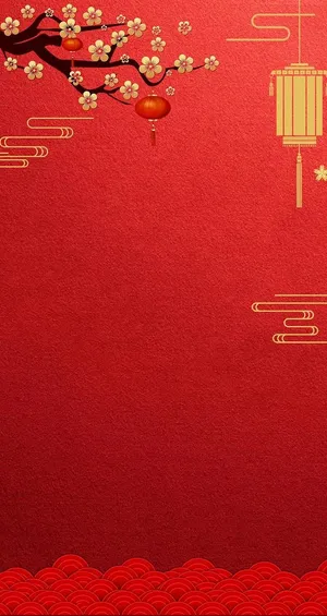 中国风新年红色海报背景图片