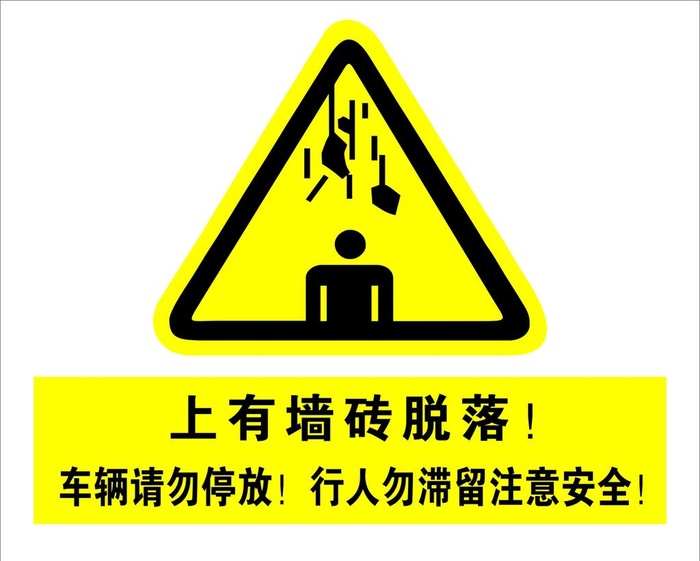 墙砖脱落警示牌图片