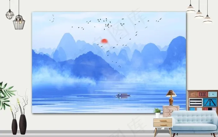 风景画图片psd模版下载