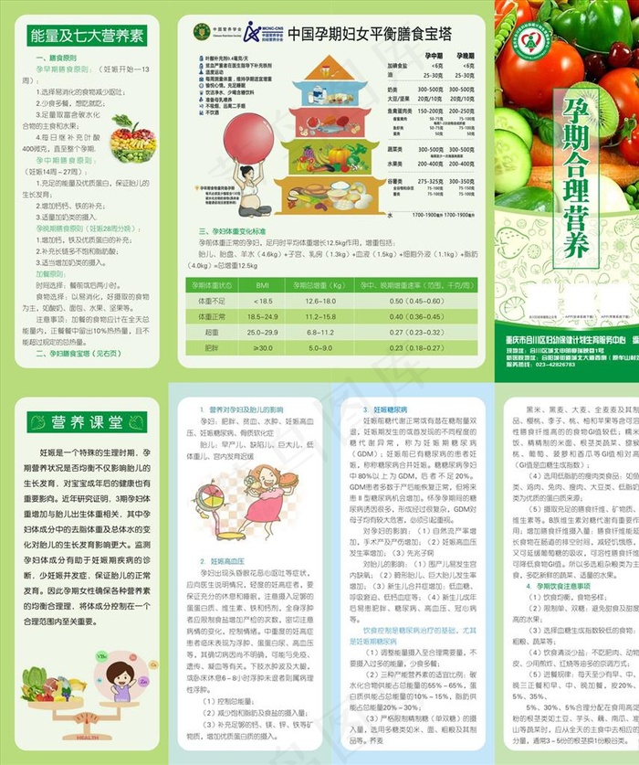 孕期合理营养四折页图片(0*0像素())cdr矢量模版下载