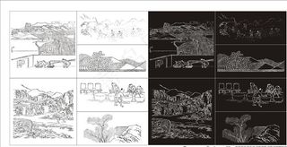 农耕线稿 石磨图片