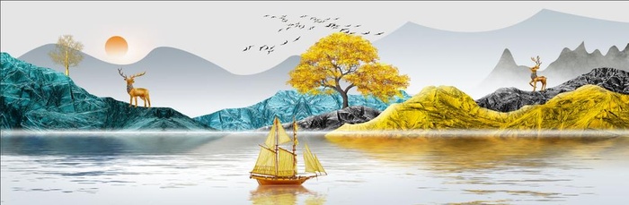 麋鹿装饰画图片