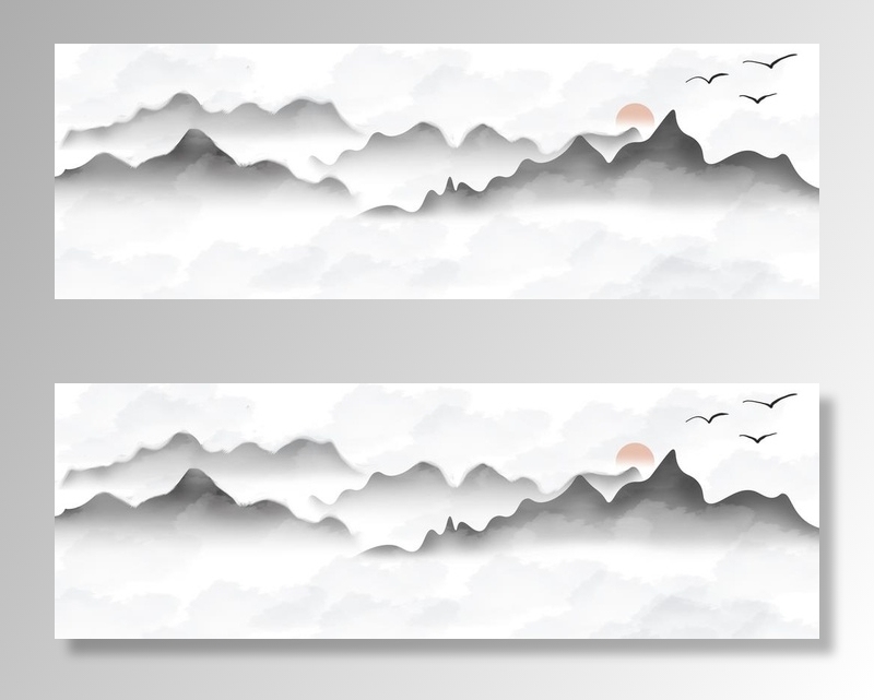 水墨山水图片(4000x1459)psd模版下载