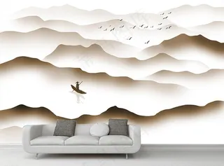 创意抽象新中式水墨山水背景墙图片