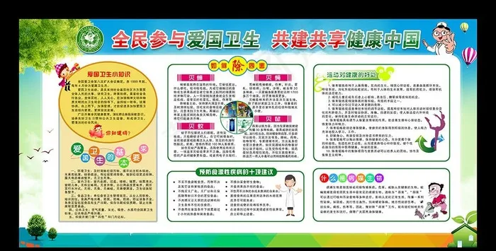 爱国卫生月展板图片(6803x3402)psd模版下载