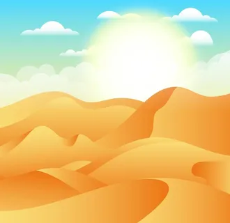 卡通手绘沙漠插画图片