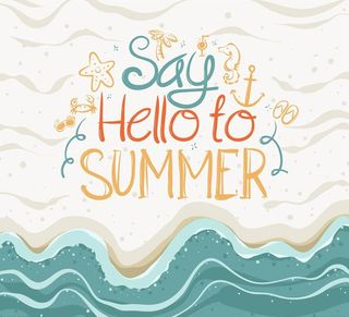 彩绘你好夏季沙滩图片
