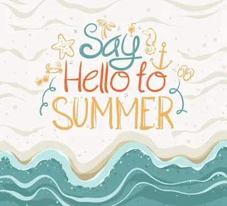 彩绘你好夏季沙滩图片