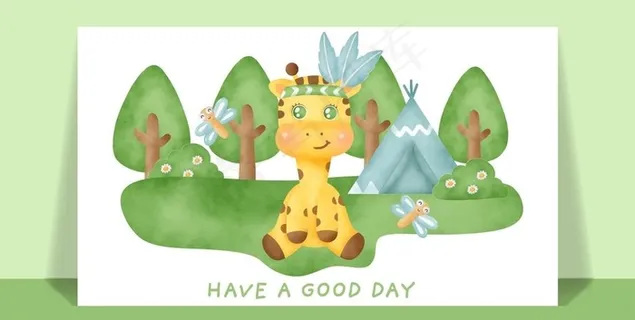 卡通动物卡片图片