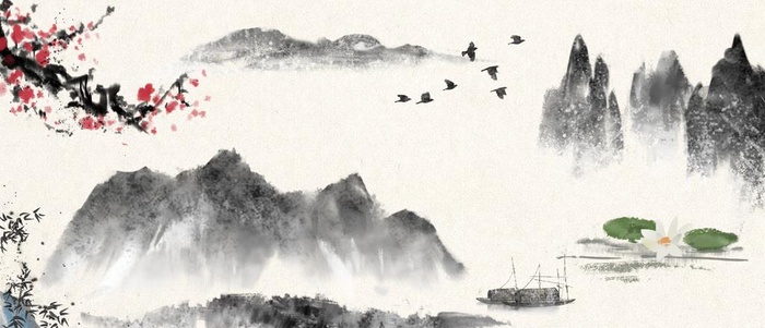 山水画  图片(3917x1807)psd模版下载