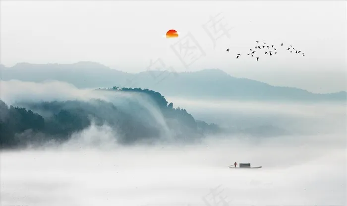 水墨电视背景墙图片(6000x3000)psd模版下载