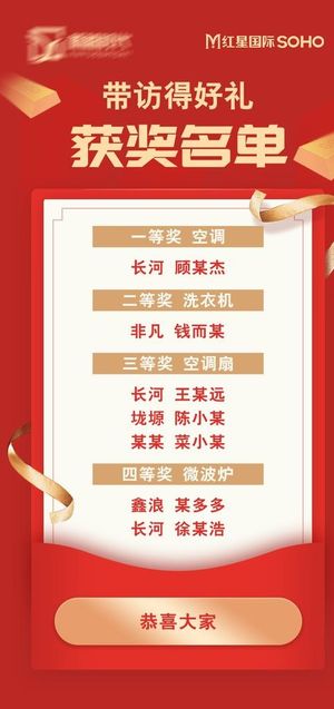 红金信封H5房地产活动获奖名单图片