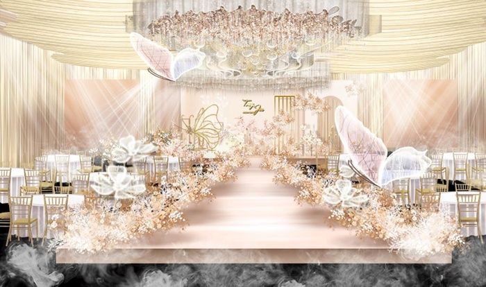 香槟色婚礼主背景效果图图片