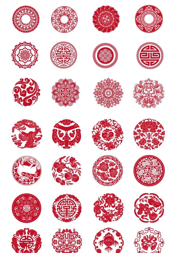 中式矢量圆形花纹图形图片ai矢量模版下载
