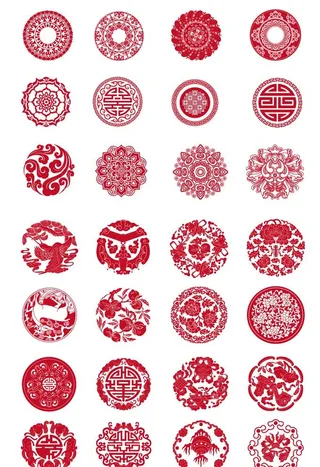中式矢量圆形花纹图形图片