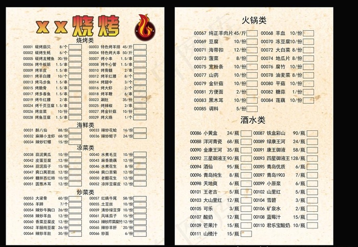 烧烤菜谱图片(2362X3543(DPI:300))psd模版下载