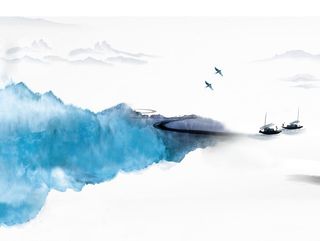 抽象水墨山水新中式背景墙图片