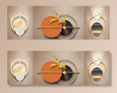 抽象麋鹿立体几何图形装饰画图片