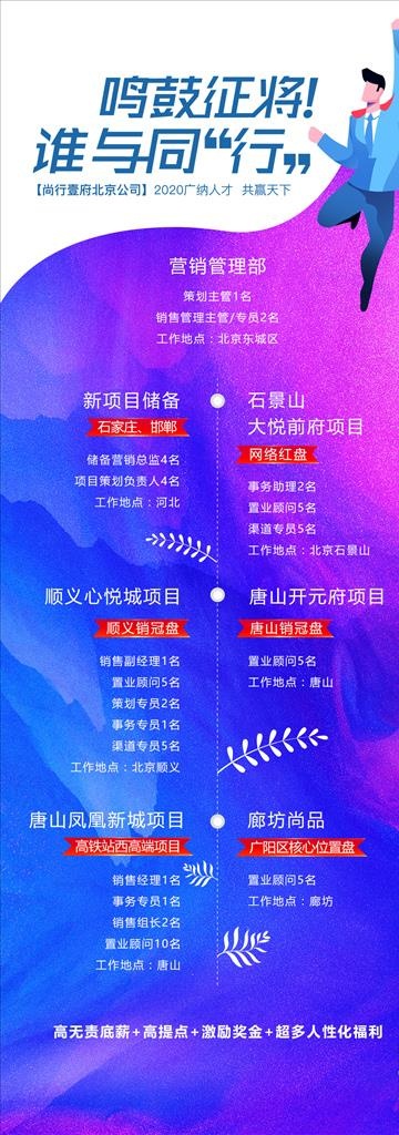 炫彩招聘展架图片psd模版下载
