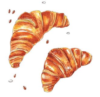 手绘水彩面包糕点png素材图片