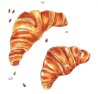 手绘水彩面包糕点png素材图片