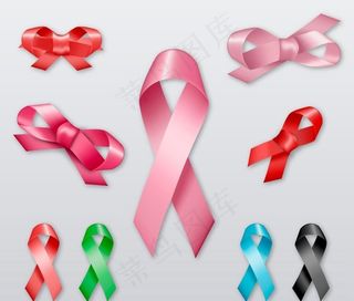 彩色丝带与丝带花图片