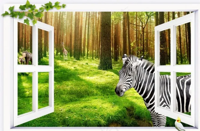 假窗户自然风景背景墙图片psd模版下载