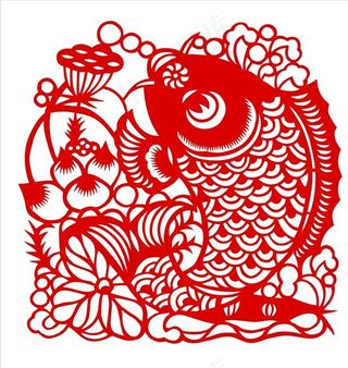 剪纸鱼图片