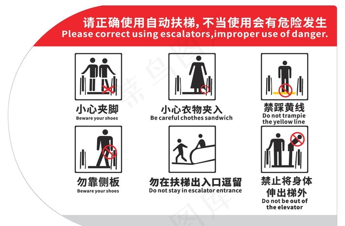 电梯安全标识图片ai矢量模版下载