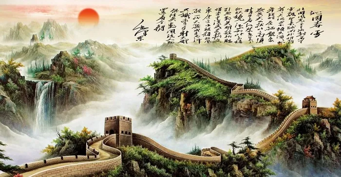 沁园春雪万里长城图片(9071x5669)psd模版下载