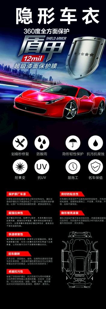 隐形车衣展架图片cdr矢量模版下载