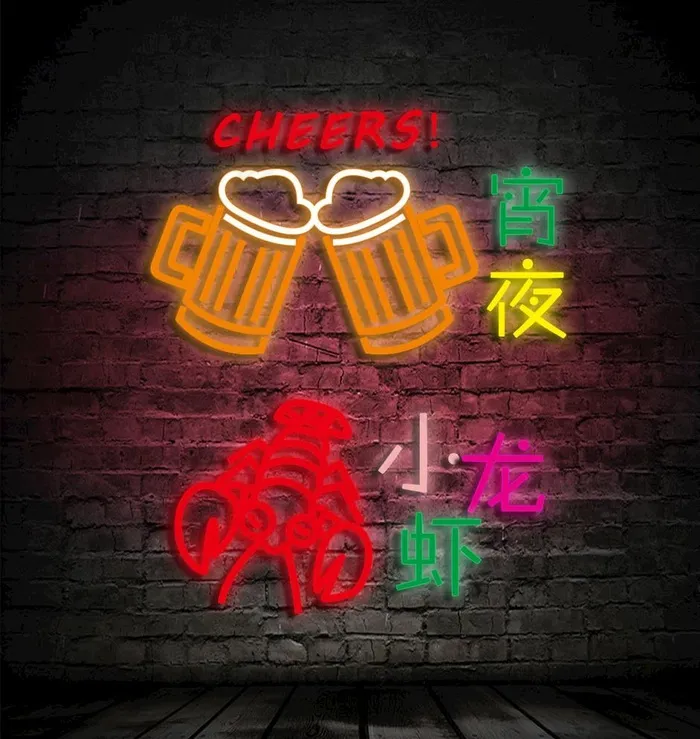 烧烤小龙虾霓虹灯图片cdr矢量模版下载
